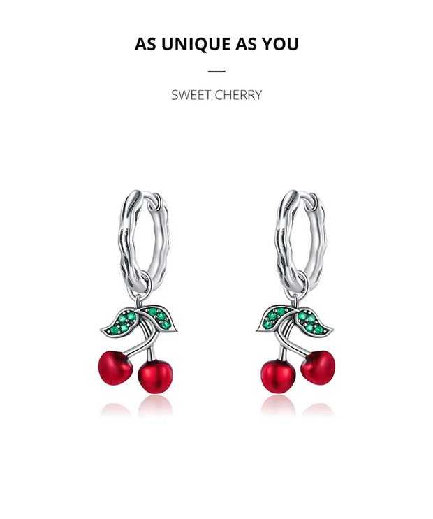 BAMOER 925 Sterling Silver Sweet Cherry Stud Earrings for Women Statement Fine Jewelry Brinco 2023 Bijoux SCE905