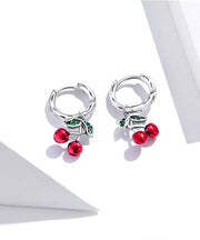 BAMOER 925 Sterling Silver Sweet Cherry Stud Earrings for Women Statement Fine Jewelry Brinco 2023 Bijoux SCE905