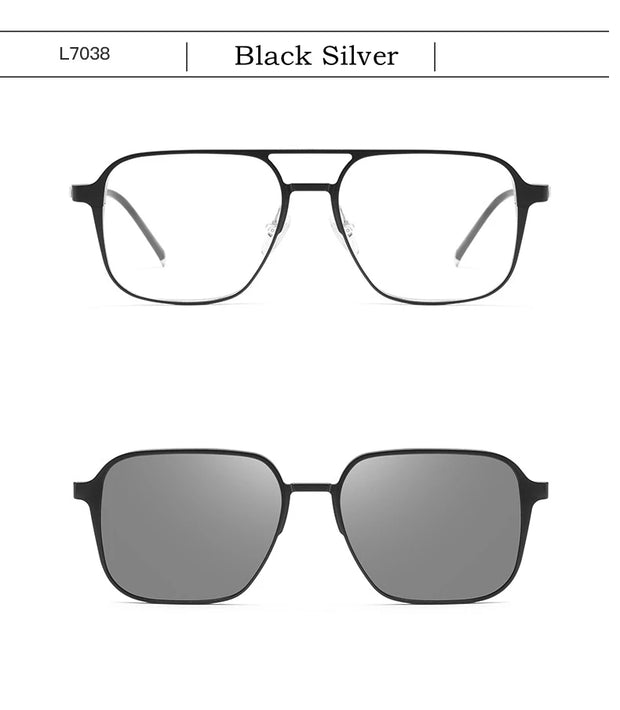YIMARUILI Fashion Retro Double Beam Magnetic Sunglasses Pure Titanium Optical Prescription Glasses Frame Men And Women L7038