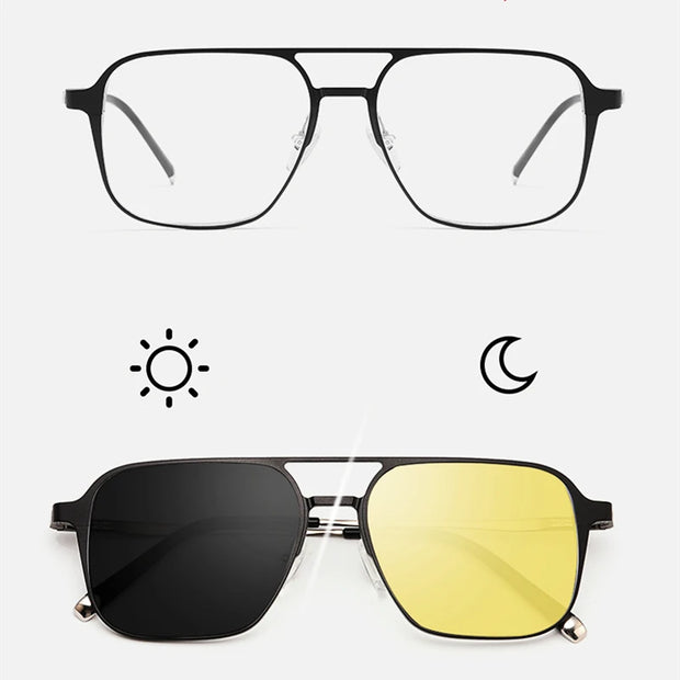 YIMARUILI Fashion Retro Double Beam Magnetic Sunglasses Pure Titanium Optical Prescription Glasses Frame Men And Women L7038