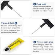 CAER Car Tire Repair Tool Kit with Rubber Strips Tubeless Tyre Puncture Studding Plug Set Motorcycle Truck Vacuum Tire Repair