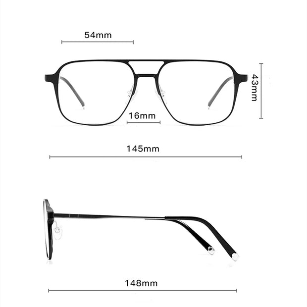 YIMARUILI Fashion Retro Double Beam Magnetic Sunglasses Pure Titanium Optical Prescription Glasses Frame Men And Women L7038