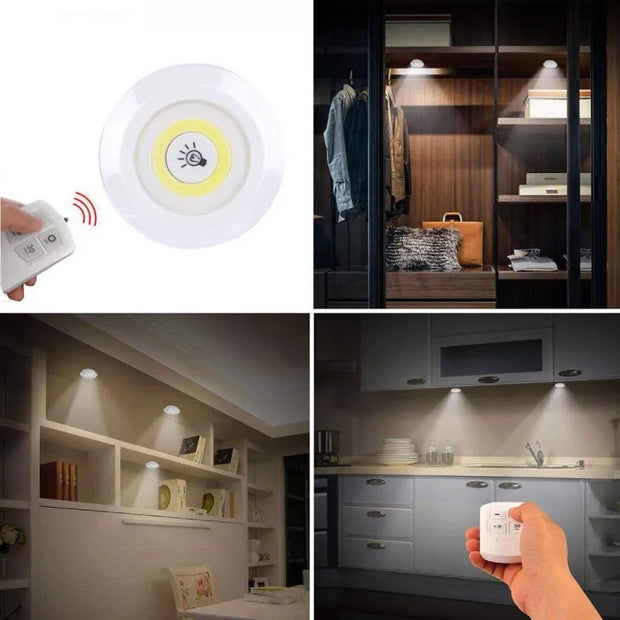 Bright Cob Under Cabinet Light 3W  LED Wireless Remote Control Dimmable Wardrobe Night Lamp Home Bedroom Closet Kitchen