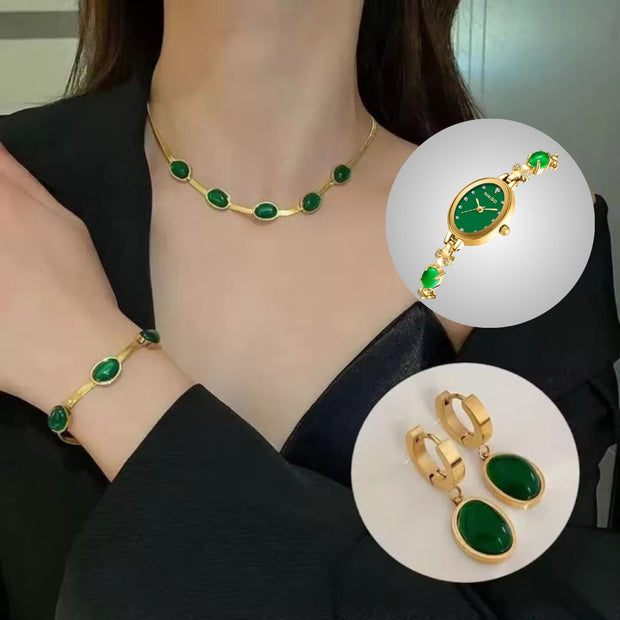 ensemble de bijoux  et montre en émeraude sn